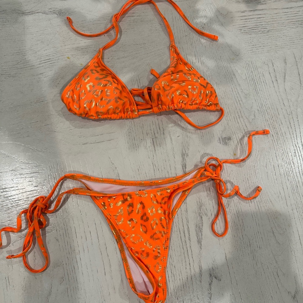 Orange Leopard Print Bikini Set